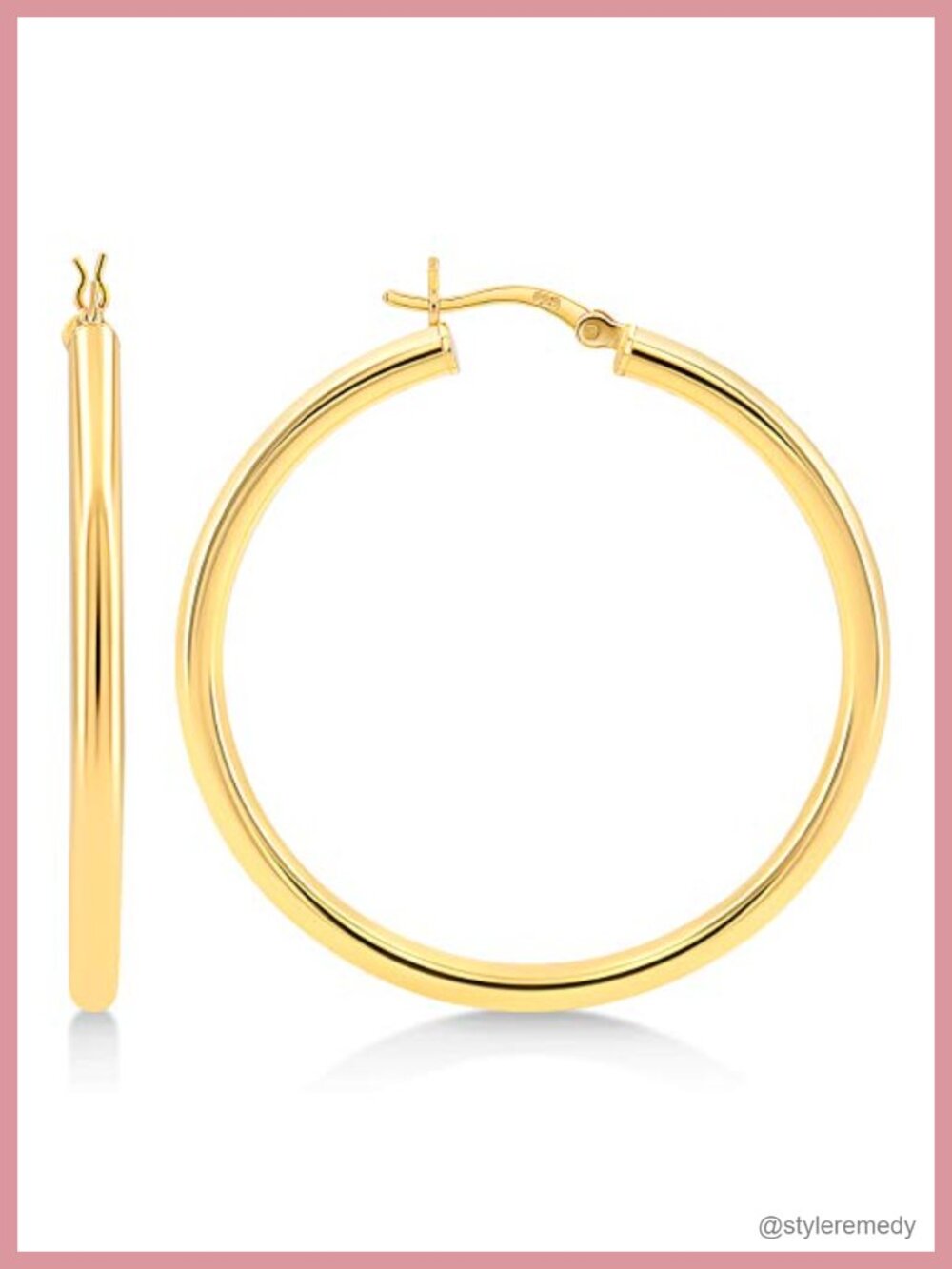 925 Sterling Silver Hoop Earrings High Polished Hypoallergenic Lightweight 14k